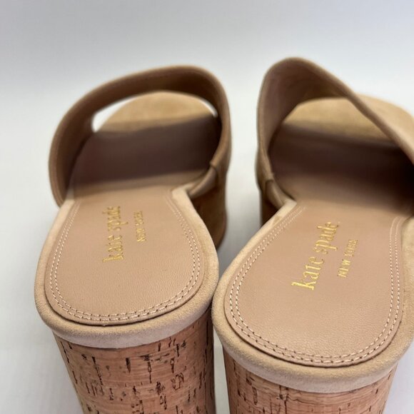 Kate Spade Ibiza Suede Platform Slide Size 7 B Women Cork Block Heel Sand - Picture 10 of 16